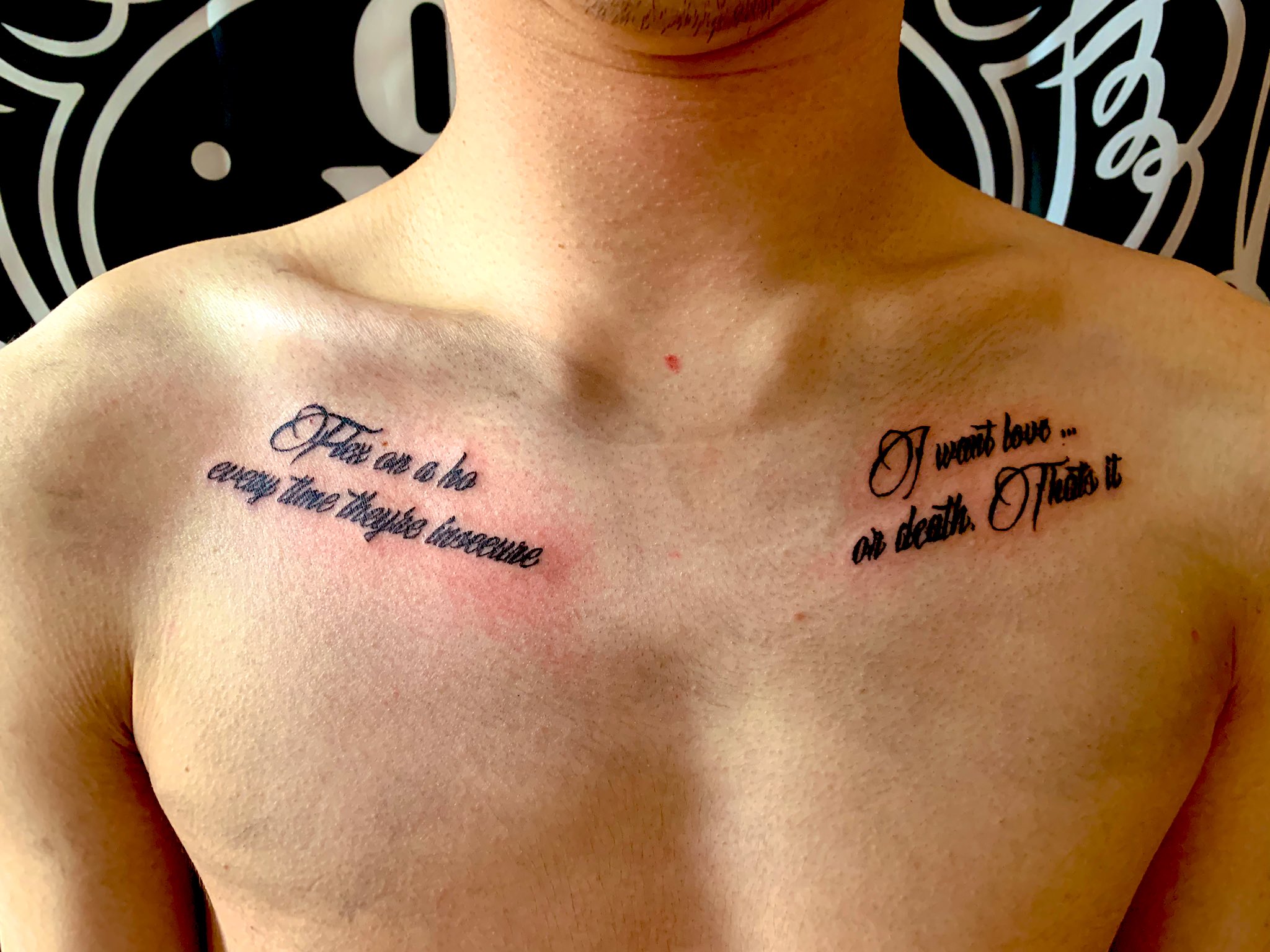 tattoos for men on chest lettering