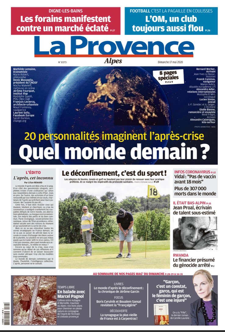 LaProvenceAlpes's tweet photo. #ALAUNE de LaProvence #Alpes
Leur vision de l’après-crise #ReneFregni @AdrienGeiger @LOccitane_FR
#JeanProal cet écrivain méconnu
Retour au sport #déconfinement
Marché : ça a coincé @mairiedigne https://t.co/hXIGHav6eb