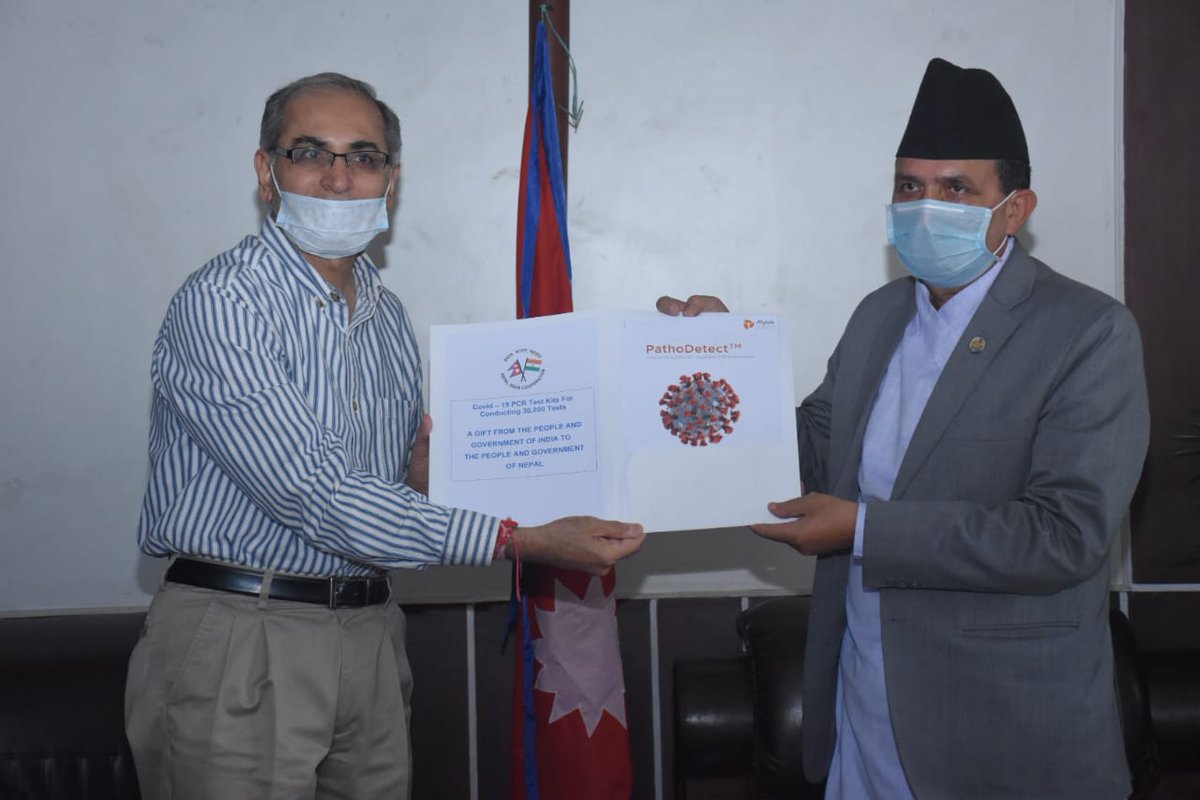 IndiaInNepal's tweet photo. India Gifts COVID-19 PCR Test Kits to Test 30,000 People. Details at: https://t.co/jSgT7FpqYT https://t.co/WLouYuagKO