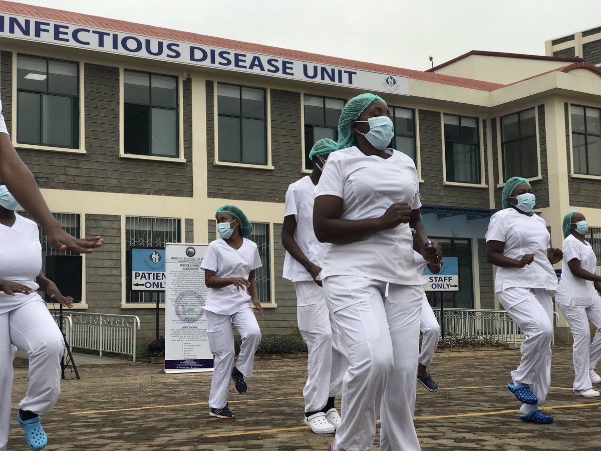 The Nursing Council of Kenya hosting #Zumba4Nurses session in collaboration with Kenyatta University Teaching, Referral and Research Hospital w/ nurses, midwives & joined frontline workers at the Infectious Disease Unit #NursesDay2020 #NursesWeek2020 #CoronaVirus #KomeshaCorona