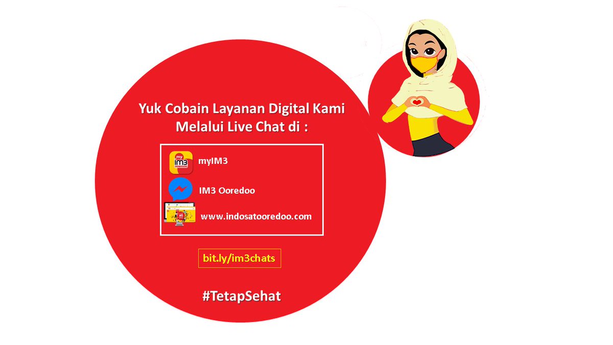 CareIM3's tweet photo. Hai Sahabat, penasaran banget sama produk dan layanan seru Indosat Ooredoo? Yuk cobain layanan Digital melalui Live Chat dibawah ini ya. https://t.co/C3rEc9Z4EB