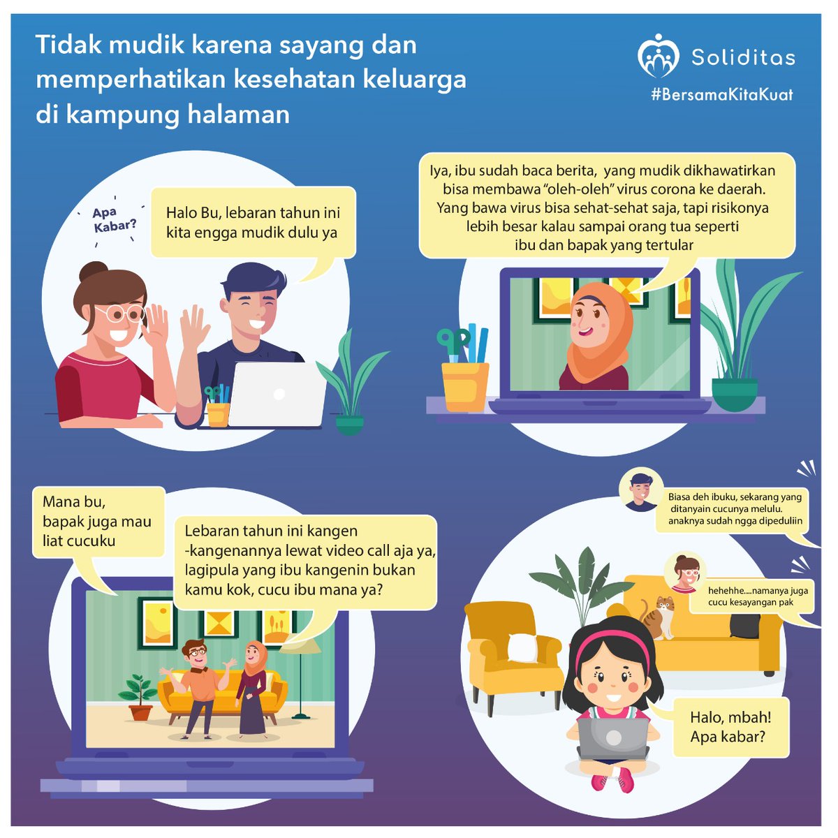 Soliditas_ID's tweet photo. Lebih baik tunggu semuanya aman sampai semua situasi terkendali dengan baik. Tidak mudik adalah langkah terbaik saat ini.
.
Memilih tidak mudik karena kita semua sayang dan memperhatikan kesehatan keluarga di kampung halaman.
.
Yuk, Lebaran #DirumahAja dulu.
.
.
#BersamaKitaKuat https://t.co/xWggc68ljU