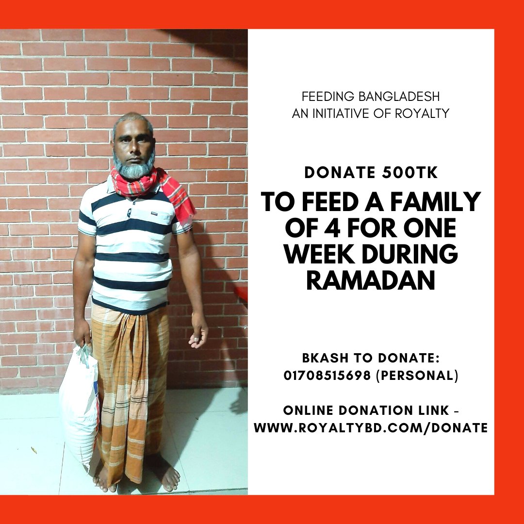RoyaltyBD's tweet photo. Feeding Bangladesh | An initiative of Royalty

Help the poor to fight the crisis by donating here: https://t.co/cOxI5bn6GD

Our second round of survival bags of one week for four-person which contains Iftar items and grocery.

Be a part of this good cause by donating today! https://t.co/fhQ83mboAh