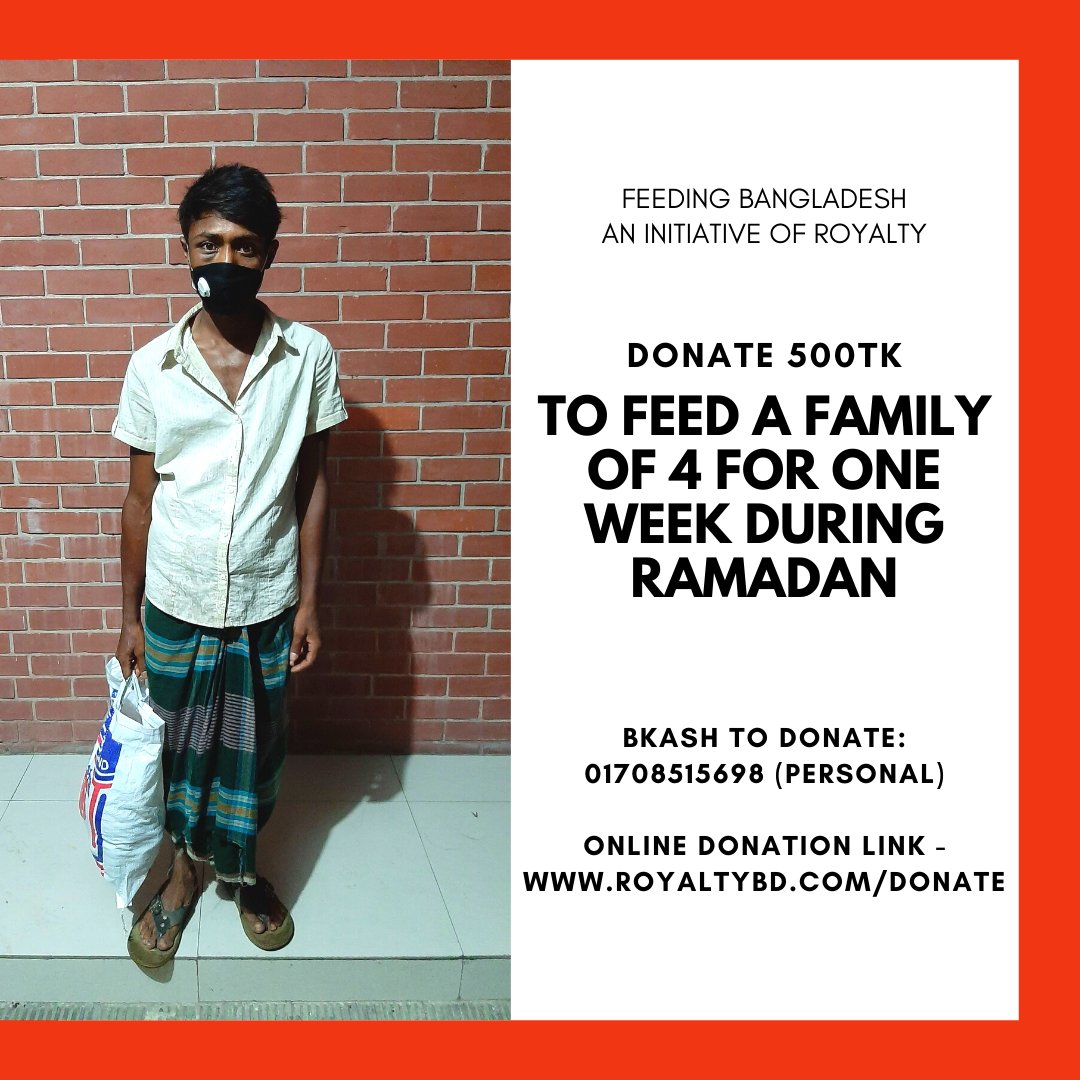 RoyaltyBD's tweet photo. Feeding Bangladesh | An initiative of Royalty

Help the poor to fight the crisis by donating here: https://t.co/cOxI5bn6GD

Our second round of survival bags of one week for four-person which contains Iftar items and grocery.

Be a part of this good cause by donating today! https://t.co/fhQ83mboAh