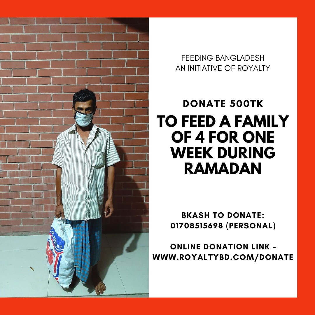 RoyaltyBD's tweet photo. Feeding Bangladesh | An initiative of Royalty

Help the poor to fight the crisis by donating here: https://t.co/cOxI5bn6GD

Our second round of survival bags of one week for four-person which contains Iftar items and grocery.

Be a part of this good cause by donating today! https://t.co/4kX0lGHdM6