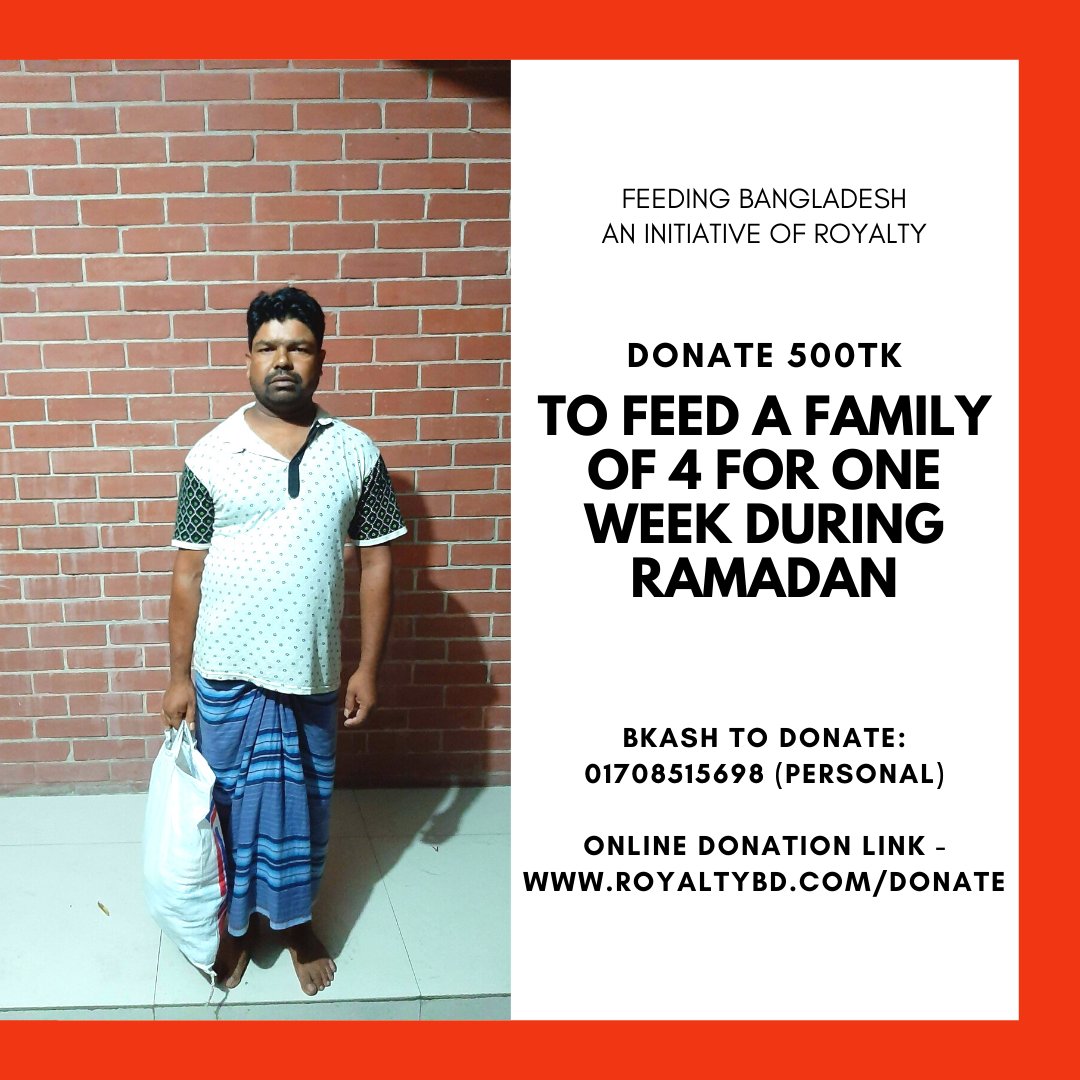 RoyaltyBD's tweet photo. Feeding Bangladesh | An initiative of Royalty

Help the poor to fight the crisis by donating here: https://t.co/cOxI5bn6GD

Our second round of survival bags of one week for four-person which contains Iftar items and grocery.

Be a part of this good cause by donating today! https://t.co/4kX0lGHdM6