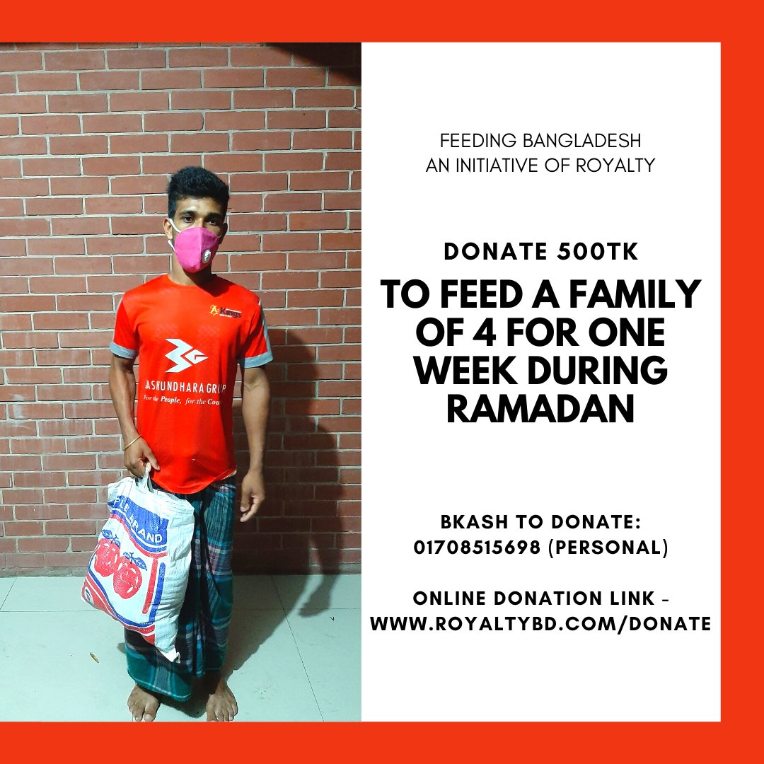 RoyaltyBD's tweet photo. Feeding Bangladesh | An initiative of Royalty

Help the poor to fight the crisis by donating here: https://t.co/cOxI5bn6GD

Our second round of survival bags of one week for four-person which contains Iftar items and grocery.

Be a part of this good cause by donating today! https://t.co/4kX0lGHdM6