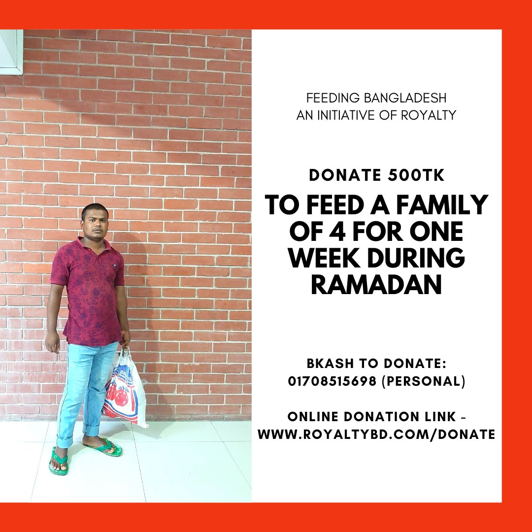 RoyaltyBD's tweet photo. Feeding Bangladesh | An initiative of Royalty

Help the poor to fight the crisis by donating here: https://t.co/cOxI5bn6GD

Our second round of survival bags of one week for four-person which contains Iftar items and grocery.

Be a part of this good cause by donating today! https://t.co/i4NgigTctj