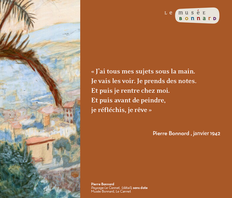 MuseeBonnard's tweet photo. Terminons cette #museumweek dediée aujourd’hui aux #revesMW par ces propos de Pierre #Bonnard qui résume son approche de la peinture.
Faites comme lui, rêver ✨!
#dreamsMW MuseumWeek #culturecheznous #BonnardchezVous #museeBonnardchezvous https://t.co/sdwPEzNaop