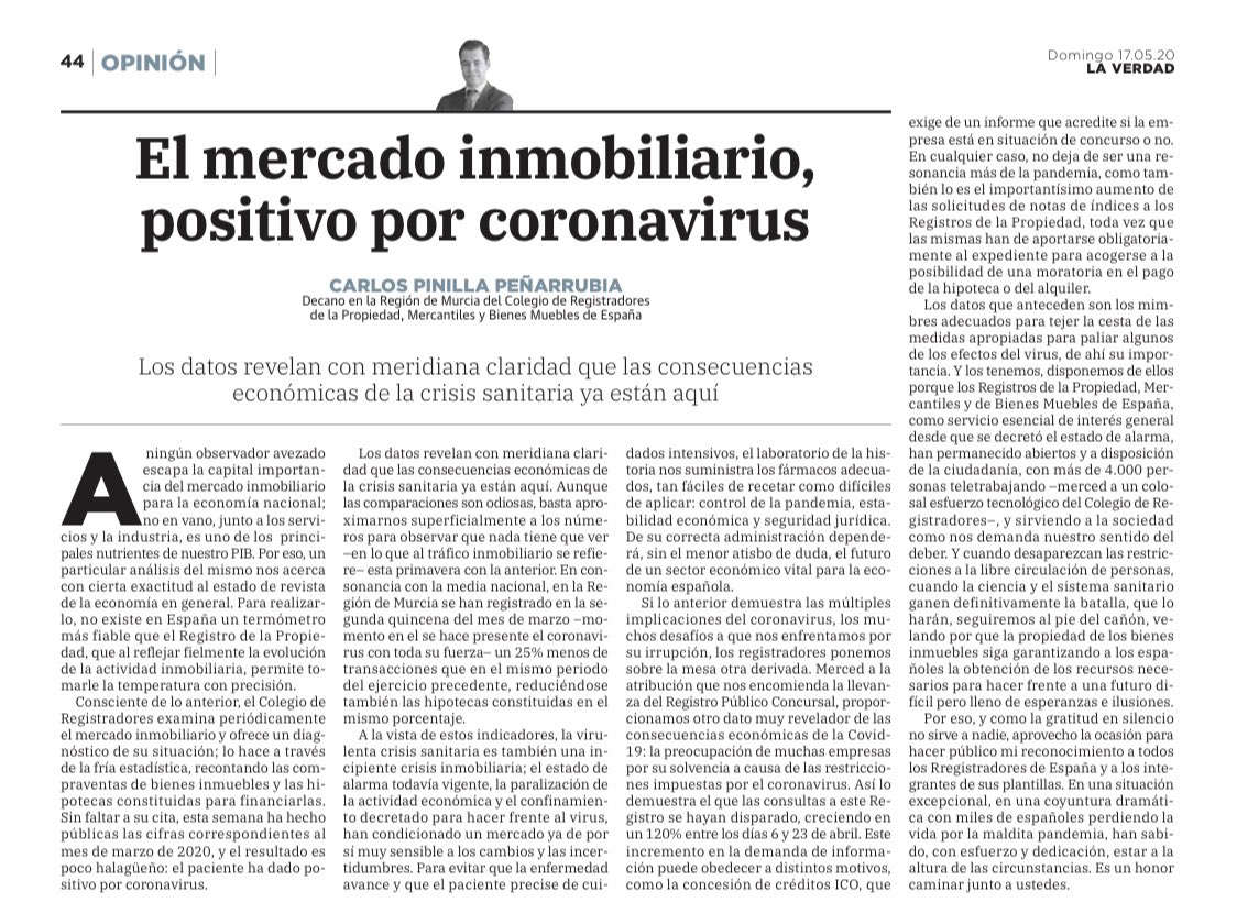 Os dejo mi artículo de hoy en ⁦<a href="/laverdad_es/">laverdad_es</a>⁩: “El mercado inmobiliario, positivo por coronavirus”.