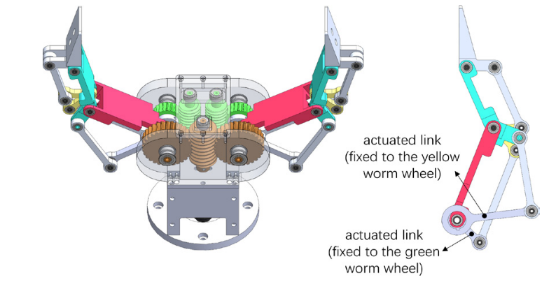 Robotpaper Challenge 平行リンク機構 などを利用した ３自由度の劣駆動ハンド指の開発を行なっています 指の動きを制御し 受動的な包み込み把持 平行把持などの様々な把持手法を適用することができています ２指グリッパの 機構で把持手法ごとの指先の