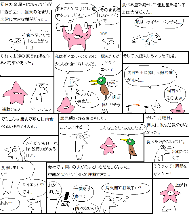 ひと月10キロダイエット漫画  (1/2)

翻訳機ですが、作ってみました。 
