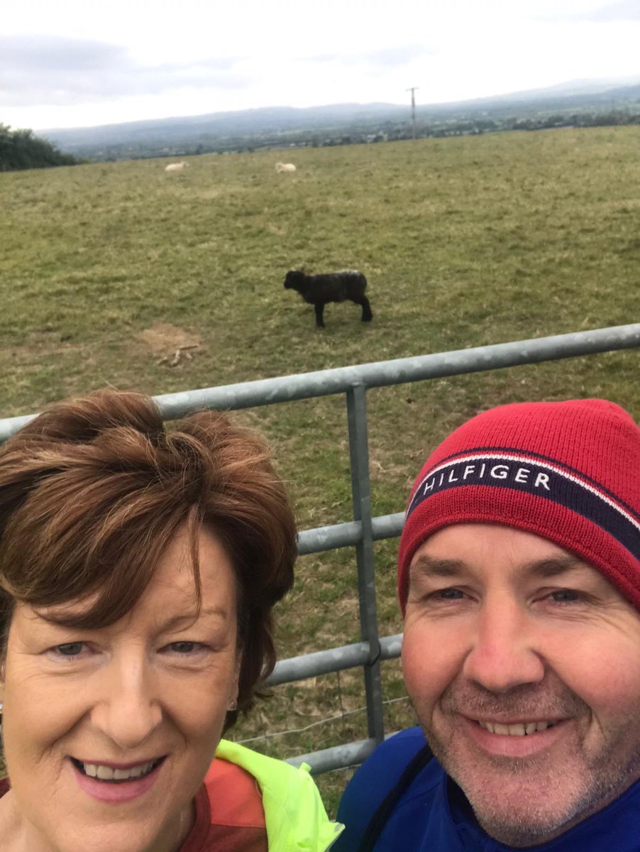 ConahyShamrocks's tweet photo. Ann &amp; Declan after completing 10 k walk in total for Pieta House well done ye even got the black sheep in the background https://t.co/8sgRCCoCkn