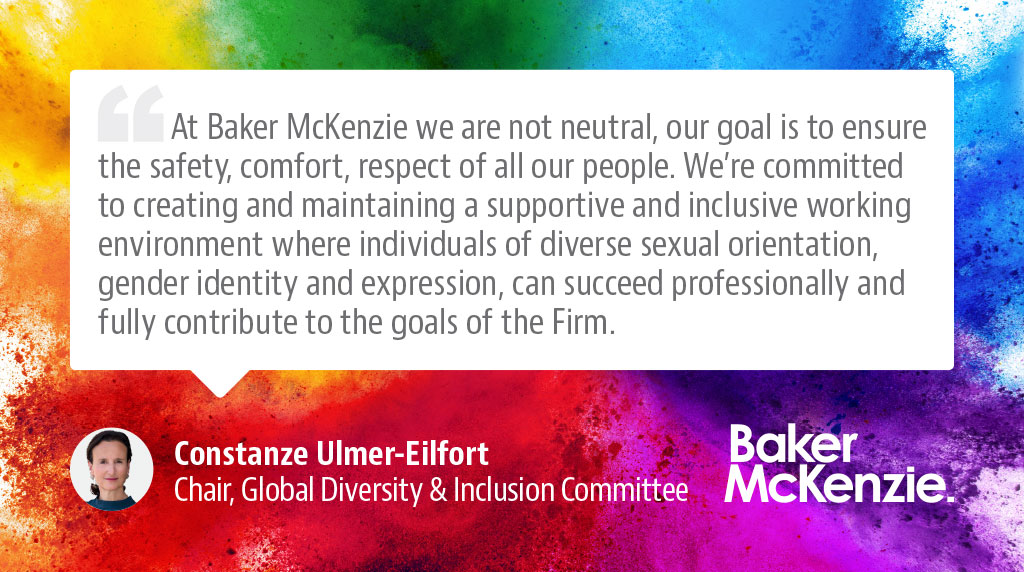 bakermckenzie's tweet photo. As we celebrate #IDAHOBIT Constanze Ulmer-Eilfort, Chair of our Global Diversity &amp; Inclusion Committee reminds us that as a Firm we are not neutral #BreakingtheSilence #WeAreNotNeutral https://t.co/dzLQVc4qBb