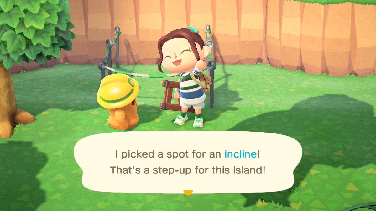 + 16.05.20 +a productive day today ! mabel came to visit, and asked for my help to find a space for her new shop. as well as choosing a spot for mabel’s shop, i also built a new incline, and another villager plot. panacea is turning into a busy island :D ⤍