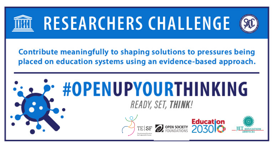 JETEdServices's tweet photo. Last chance to join the SADC #ResearchersChallenge #OpenupYourThinking, an opportunity to contribute meaningfully to shaping solutions to pressures being placed on education systems. Apply today: https://t.co/nSq9kO58Ji

@unescoROSA @OpenSociety @TransformingESF @SADC_News https://t.co/0HY3NSusAR