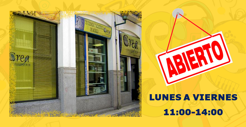 ABRIMOS LA TIENDA EL LUNES 18 DE MAYO

Compra tus instrumentos, libros y material musical al mejor precio en Pinto cumpliendo con las condiciones de seguridad e higiene necesarias.