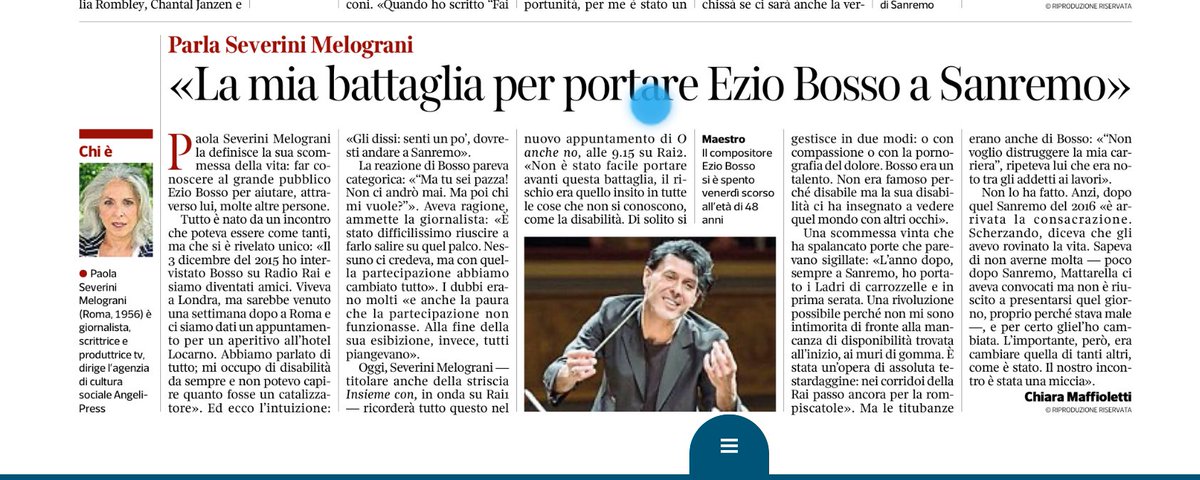 Brava Paola Severini Melograni,posso immaginare la fatica che hai fatto,grazie ancora! #EzioBosso