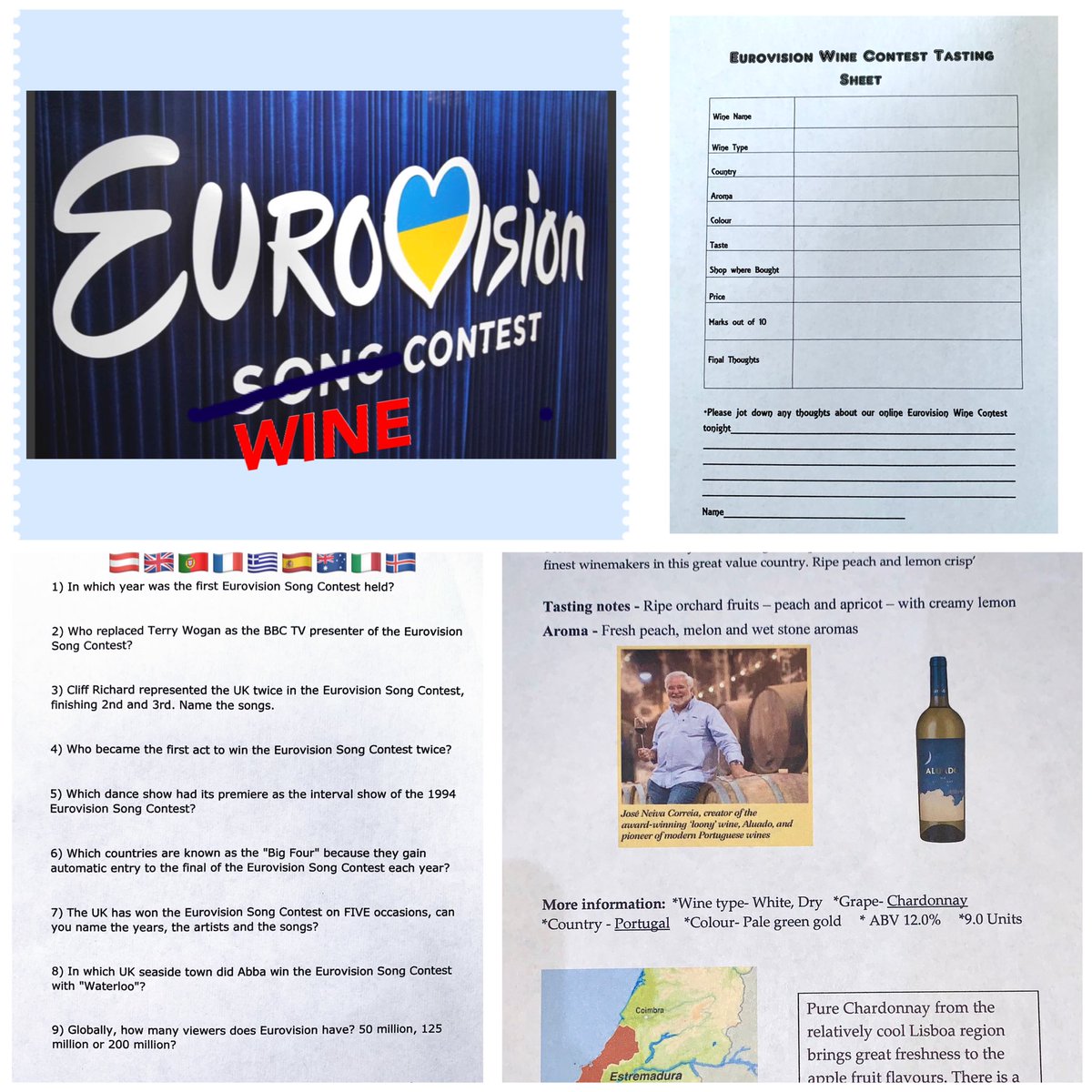 cherylfee9's tweet photo. Last nights virtual @SoShieldsWI Eurovision Wine Club Contest , I represented Portugal. 10 of us had great fun on Zoom, a few of us got dressed up too 😂 #Eurovision2020  #wineclub https://t.co/gX5Y7Q9ZID
