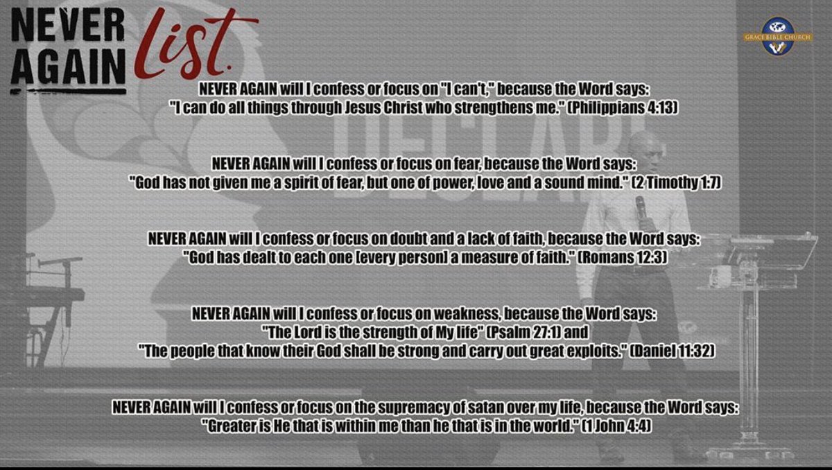 GBC_intl's tweet photo. Make the following positive affirmations about yourself and over your situation, reverse any negative words that you may have spoken about yourself & others too.
We reverse all negative seeds planted through negative declarations.
#NeverAgainList
#GBCOnline
#Declare
#Day52 https://t.co/e2rKQBow1a