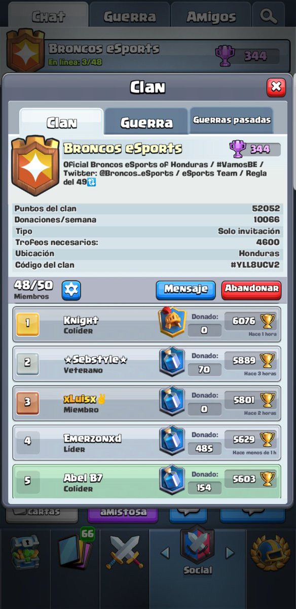 Aquí te Dejamos el Clan Oficial de Broncos eSports.
No Dudes en formar parte de este gran equipo!
link.clashroyale.com/invite/clan/es…