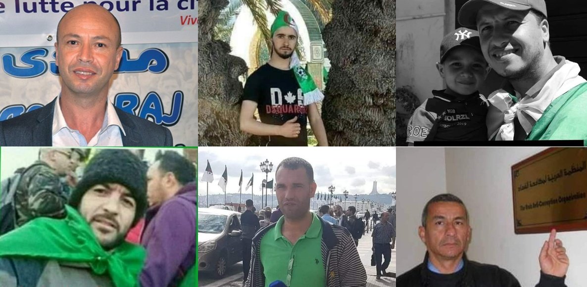 #StopRépression
Jugés ce 17 mai car militant pour une #Algérie civile & libre:
-Cherif Eddine Allal (Boumerdes)
-Halim Fedal (Chlef)
-Brahim daouadji (Ruisseau)
-Abdelwahab Fersaoui (Ruisseau)
-Abdelhafid Ferah (Mostaganem)
-Belkacem Djir (Bir Mourad Rais)
-14 manifestants(Batna)