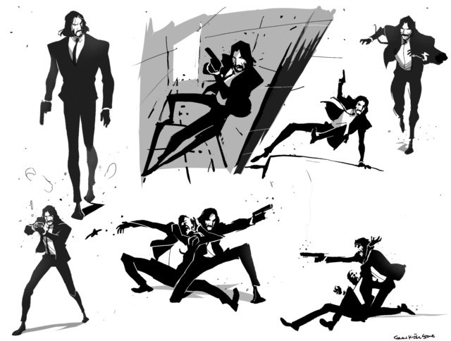 CoranStone's tweet image. John Wick action poses. Love drawing this guy.