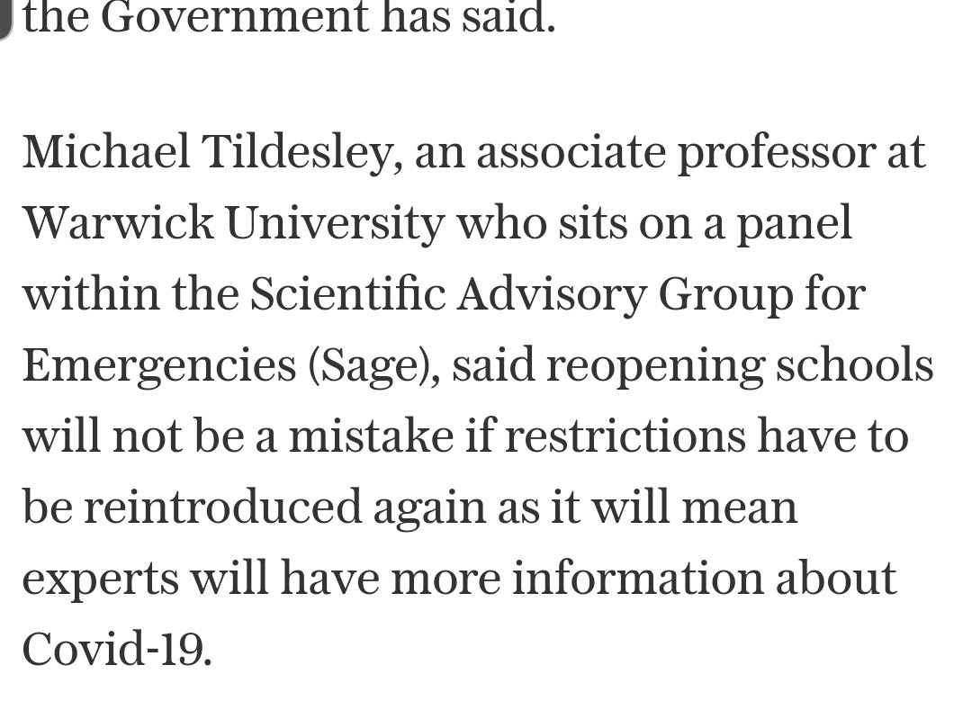 Which is why the unions are still calling for the full modelling and underpinning studies to show the government has taken this into account. This interview by a SAGE data analyst in Saturdays Telegraph doesnt fill me with confidence.68/