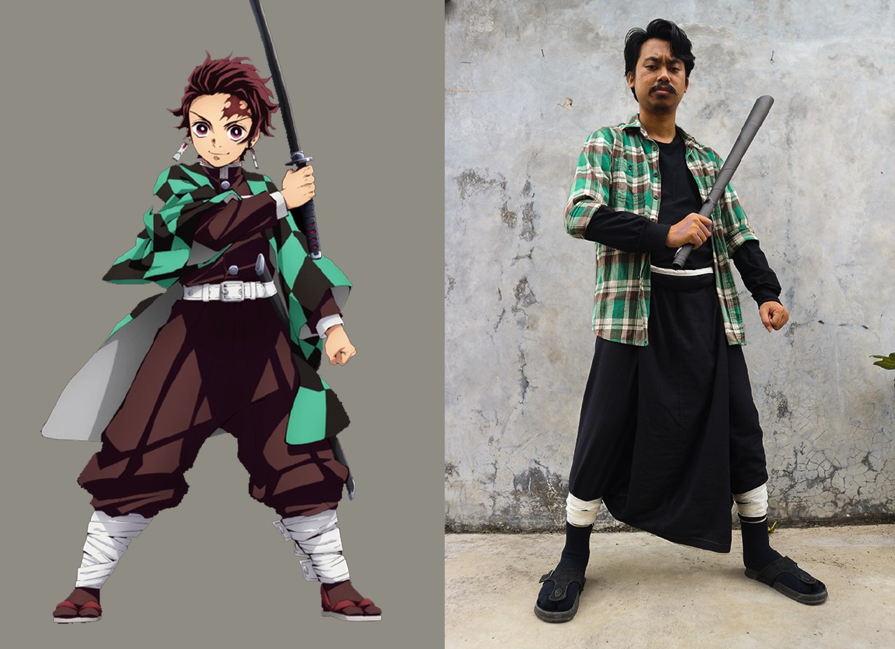 “24. Kosple Tanjiro "Demon Slayer" tapi gaya Pattimura” .