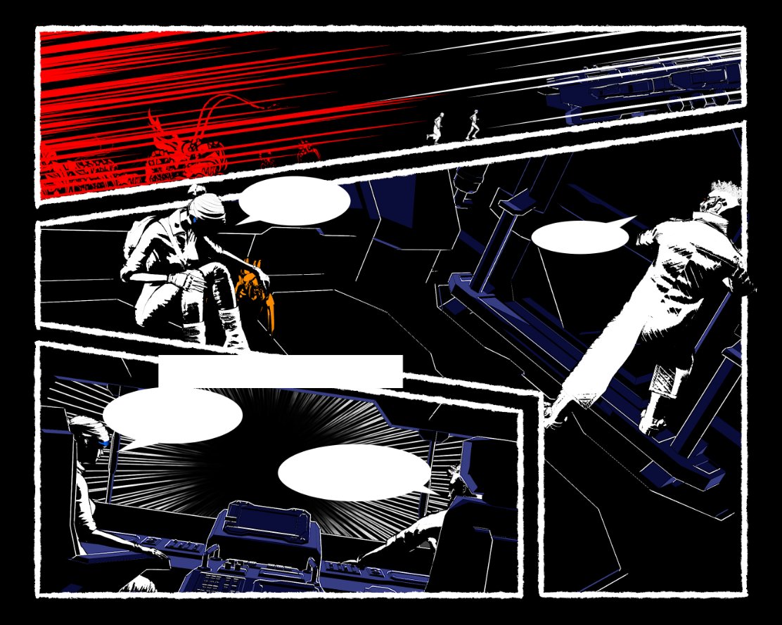 Experimenting with in engine comic book pages instead of cinematics. #ComicArt #madewithunity #indiegame #indiedev #IndieWorldOrder #gamedevelopment #storytelling