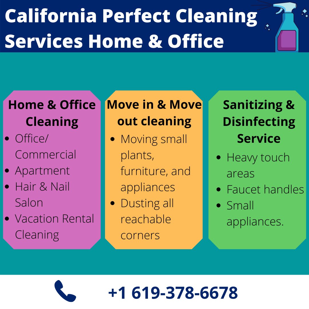 Californiaperfe's tweet photo. We are your new Cleaning service, the cleaning service you were looking for.
👉 Disinfect
👉 Home &amp; Office cleaning 

📍 Clean &amp; Simple pricing
📍 Bonded, Licensed &amp; Insured 
📍 Professional cleaning
#cleaning
#clean
#company
#home
#house
#daycare
#salon https://t.co/6Bjob52sf1
