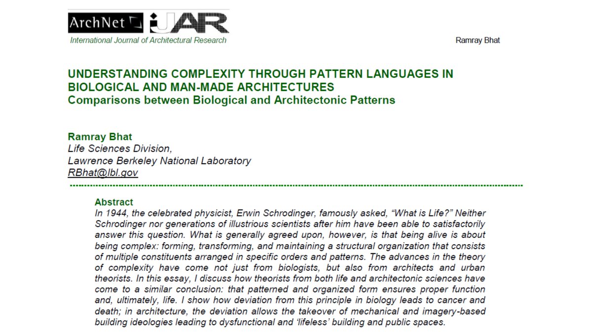 RamrayB's tweet photo. Agree wholeheartedly. Later, I had so much fun comparing malignant morphologies with deconstructivist architectures in a peer-reviewed paper in #ARCHNET-IJAR https://t.co/dxEdYjpH76