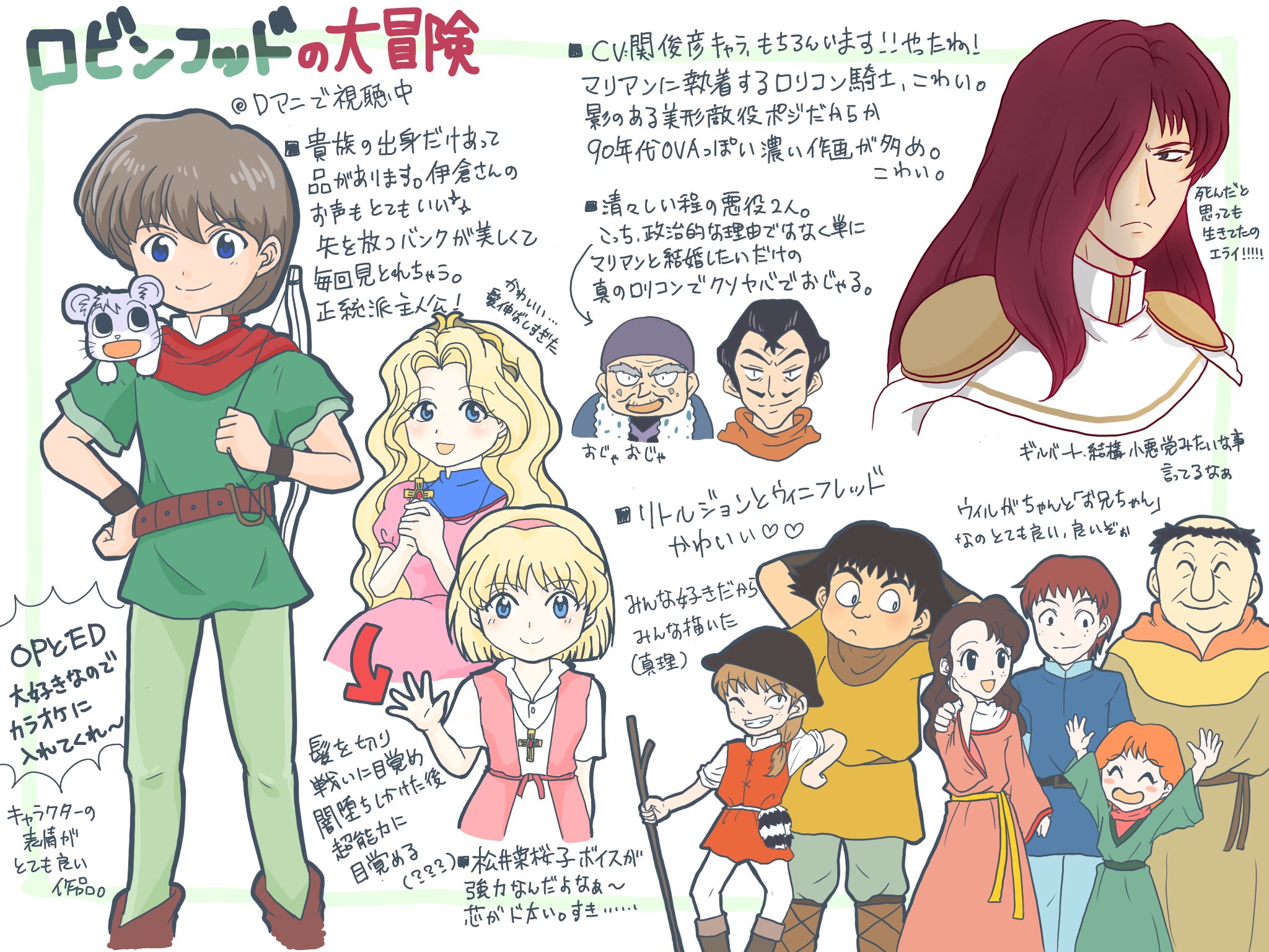 Haruka ロビンフッドの大冒険 子供の頃に再放送で後半のマリアン断髪後から観てた程度なんだけど なんか好きなアニメだったので配信されて嬉し 結局描きながら見てるから話はちゃんと入ってこない T Co Jkp17asen9 Twitter