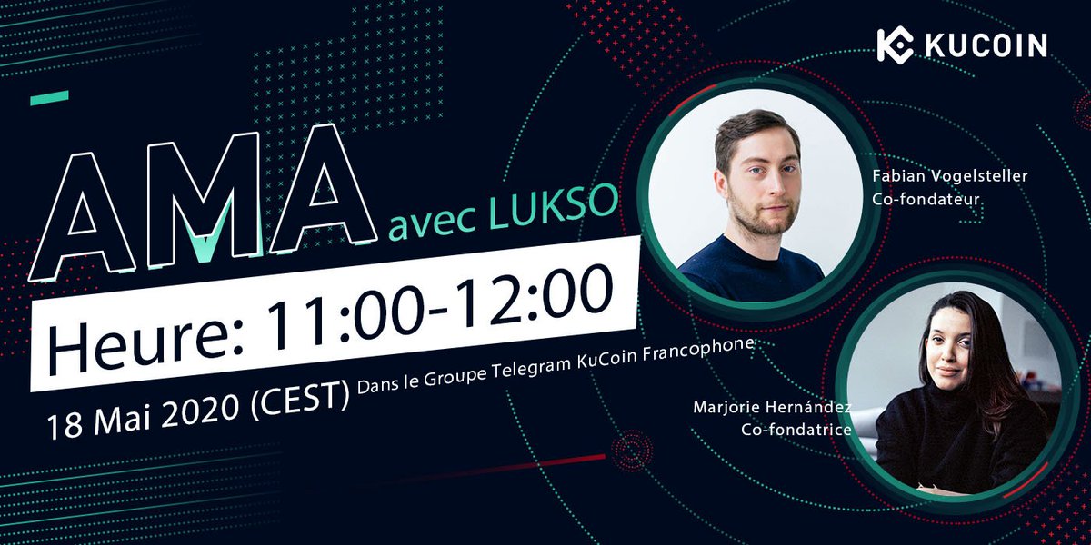 🚨 #LUKSO sur #KuCoin Spotlight 🔥

KuCoin effectuera une session AMA (question/réponse) avec le projet <a href="/lukso_io/">LUKSO</a> - $LYXe 

🗓 Date : Le 18 mai de 11h00 à 12h00 (heure française)
📍 Lieu : t.me/KuCoin_FR

+ 350$ en $LYXe à Gagner 

+ d'info 👉 t.me/KuCoin_FR_News…