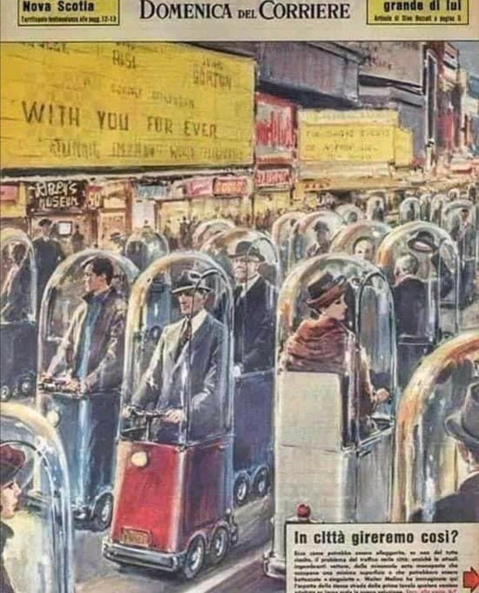 GChaustow's tweet image. Imagine year 2022. Italian newspaper, 1962. Prophecy? #COVID__19 #ElectricVehicles