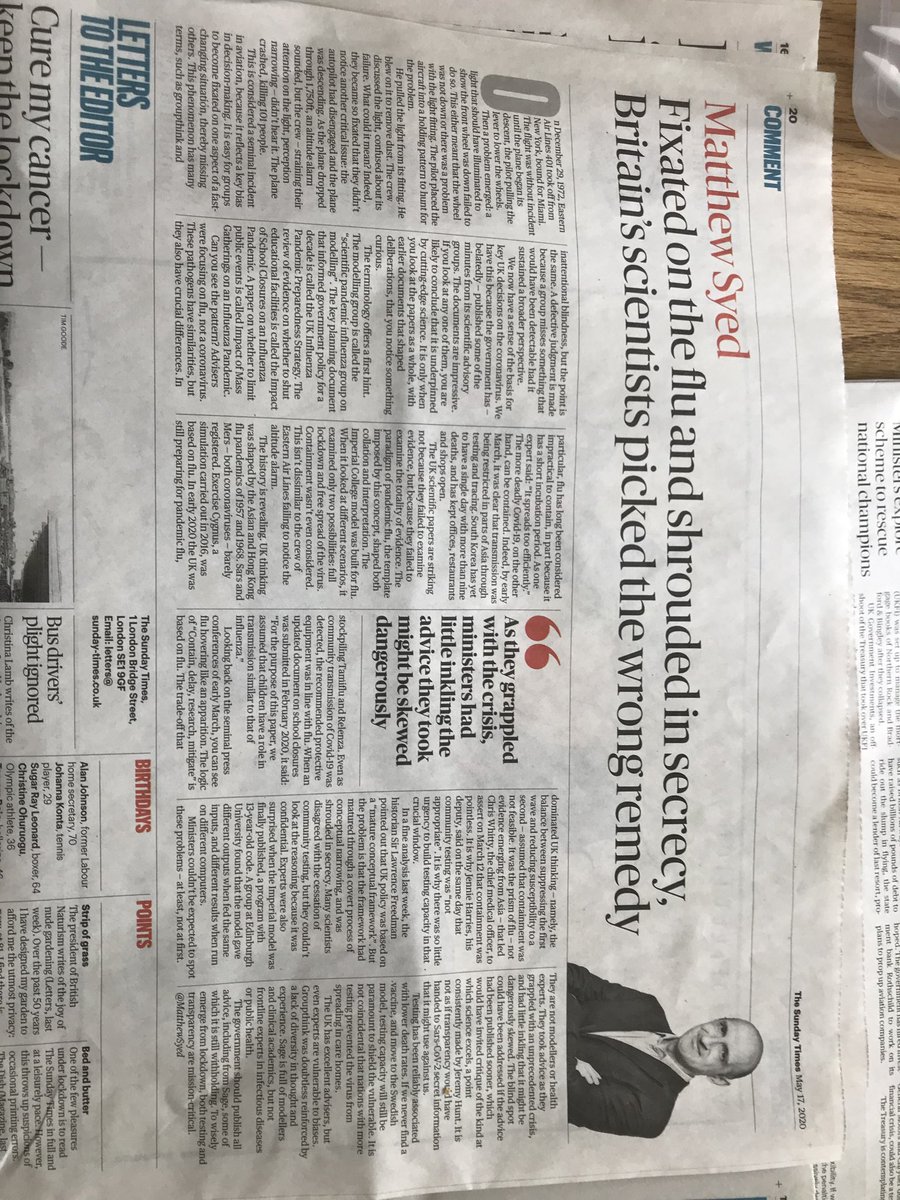 howell2009's tweet photo. @MatthewSyed is one of the most incisive and readable journalists in the UK today. Everyone should read this article for the perfect context around our Govt’s response to Covid-19. Fascinating and informative. https://t.co/6cSCOzJZdi