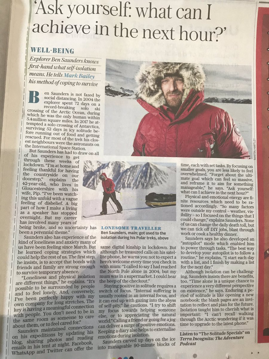 AndrewOlley's tweet photo. Good to see @polarben in today’s @Telegraph #thesolitudespecials #polarben https://t.co/j49WE7ZyoQ