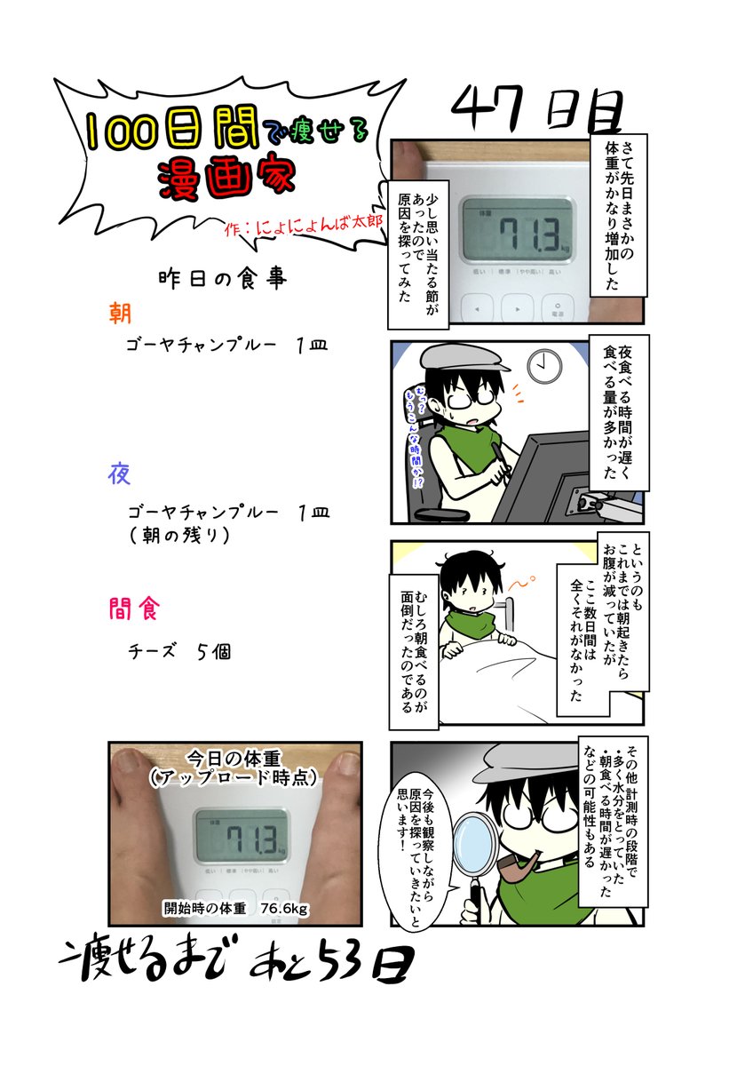 「100日間で痩せる漫画家」
47日目
(毎日19時頃アップします!)
学生時代から朝飯食べなかったからなぁ
#100日間で痩せる漫画家
#ダイエット