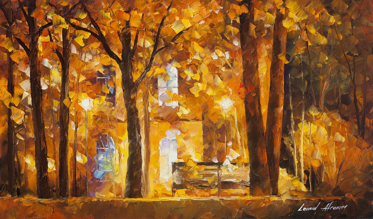 AUTUMN CITY PARK — PALETTE KNIFE Oil Painting On Canvas By Leonid Afremov afremov.com/autumn-city-pa…