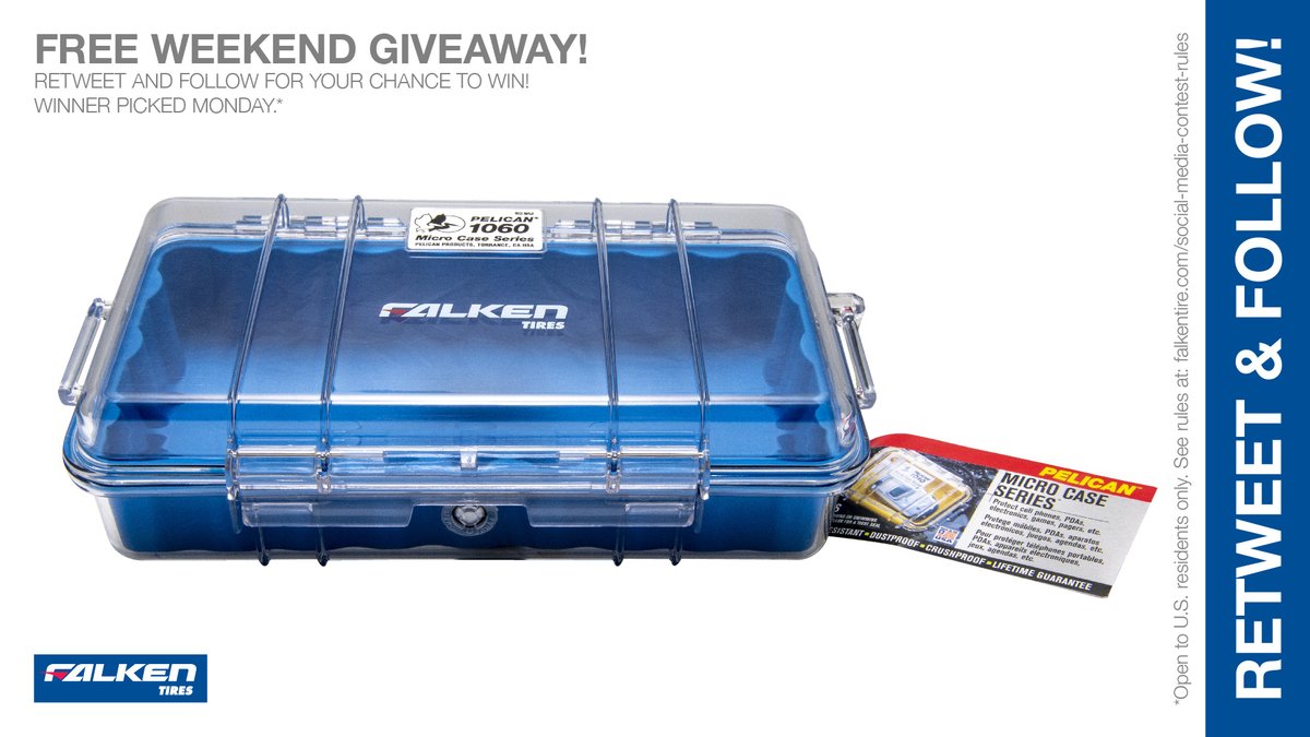 FalkenTire's tweet photo. Keep valuables clean/dry w/ a #Free @PelicanProducts Micro Case #giveaway #contest. RT &amp; follow #FalkenTire to enter to #win this #prize! Rules: https://t.co/hZgWAdAaQW https://t.co/GoCsMHT03h