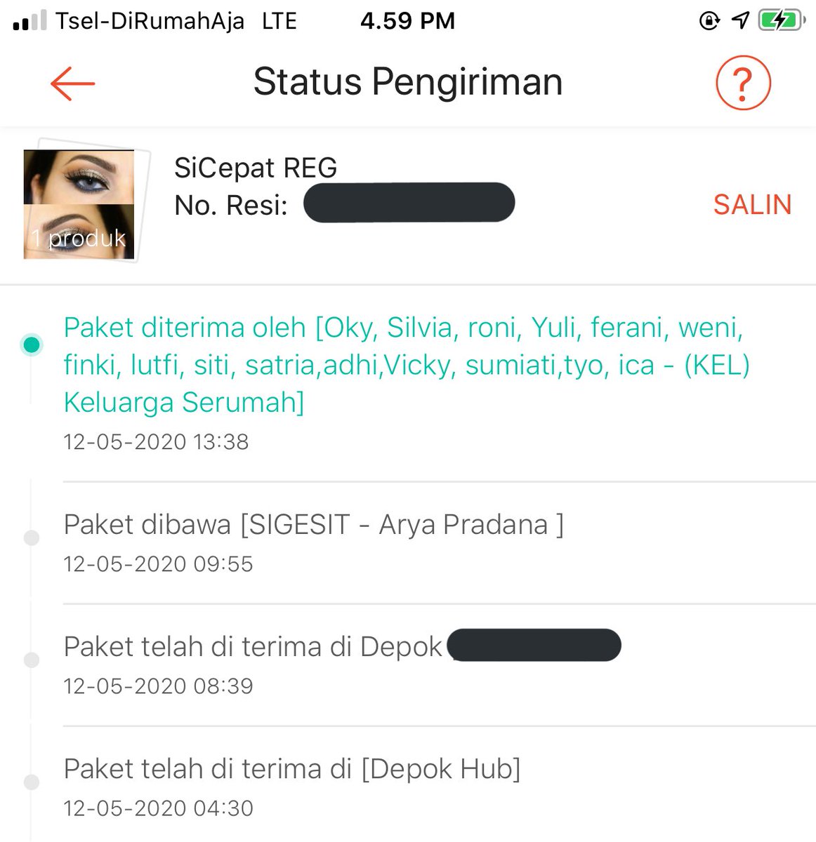 baru ngeh ini penerima paket gue kenapa rame banget nih orang siapa wkwkwk😭