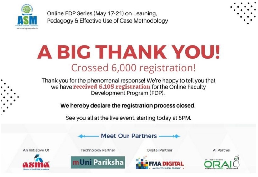 asmaacademia's tweet image. Thank you for the overwhelming response for the Faculty Development Program
#FacultyDevelopmentProgramme #ASMGroup #ASMA #Webinar #FreeWebinar