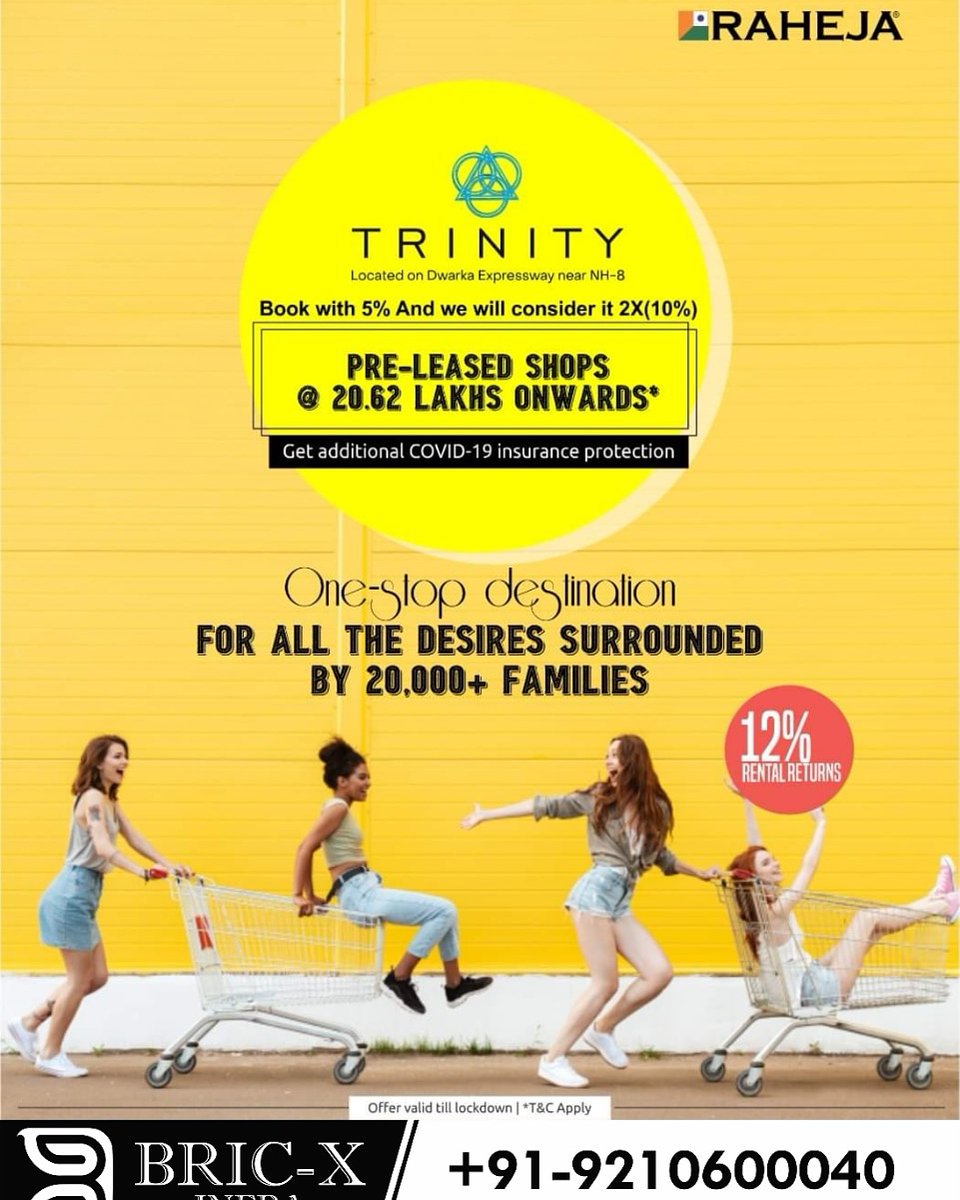 bricxinfra's tweet photo. The destination crafted to meet the desires of all!
Invest in #RahejaTrinity during this lockdown to earn lifelong profits.
Contact us : +91-9210600040
Visit us : https://t.co/vsDWcJt0hJ
#Raheja_Trinity #Investment #Commercial_project #Bric_X_Infra
#Sector_84 #Gurugram https://t.co/CQGDWj0frE
