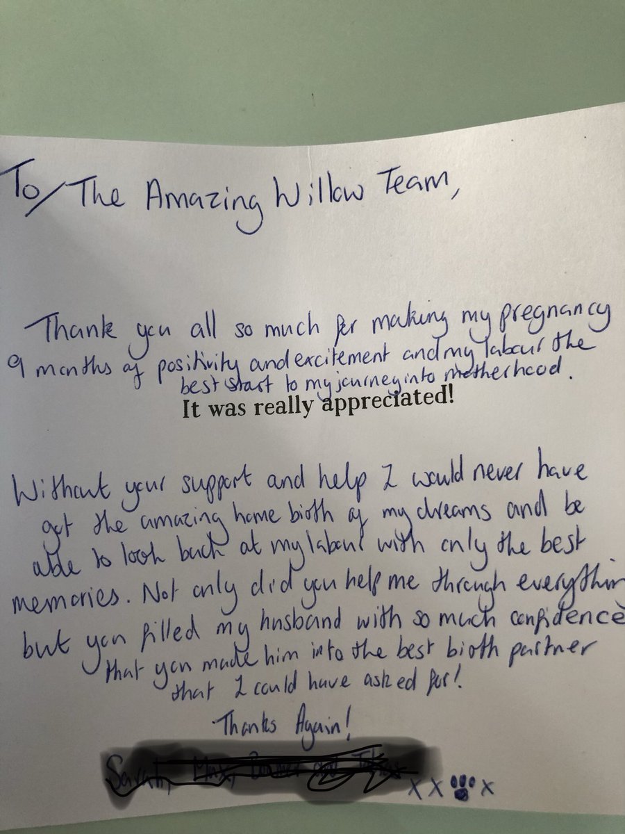 💜A bit of a quieter week for our Willow team this week, just looking through some of our lovely cards and letters and this brought a smile💜 #satisfaction #continuitycounts  @SYB_LMS #homebirths #buildingtrust