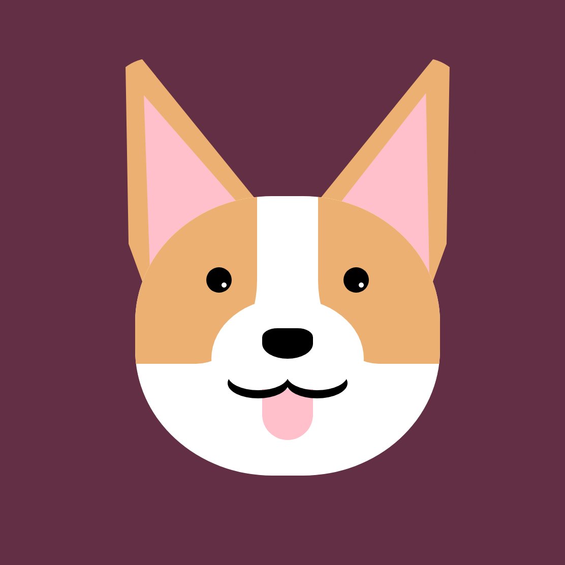 Day 2 is a corgi pupper Had some challenges with this one trying to get triangular ears without pointy tops - harder than I thought! Figuring out that you can use masking techniques in CSS to do these kind of things. CodePen is  https://codepen.io/aitchiss/full/zYvmWrp  #100DaysProjectScotland
