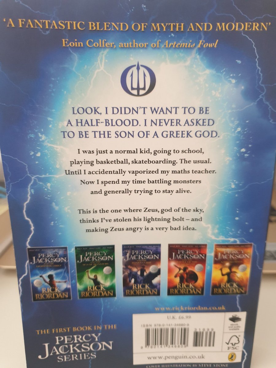 soozie26m's tweet photo. @class_6f @Class5W Kieron has just finished reading the first in the Percy Jackson series. He thoroughly enjoyed this book and would like to recommend it to his classmates. https://t.co/U3fyv0TBFj
