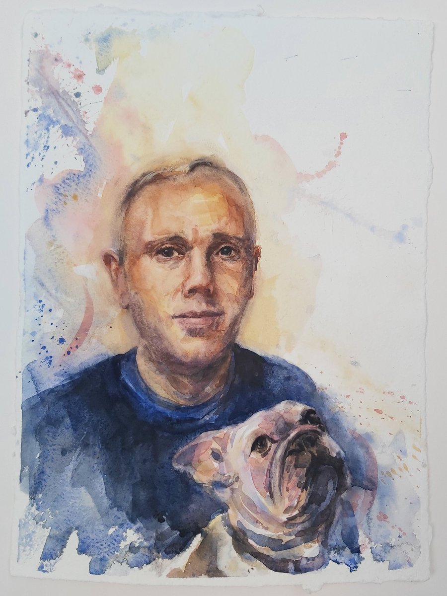 JoolsMainstone's tweet image. Fab morning with my watercolours and @RobbieRinder (and Rocco💨) on Sky Portrait Artist of the Week today. Great sitter, great programme. Thanks to the whole team 👏👏👏❤
#myPAOTW #paotw @SkyArts