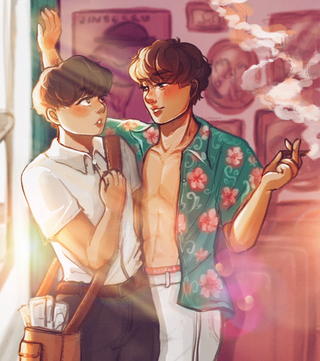 jinberru's tweet photo. “𝘥𝘰 𝘺𝘰𝘶 𝘩𝘢𝘷𝘦 𝘢 𝘧𝘦𝘸 𝘮𝘰𝘮𝘦𝘯𝘵𝘴 𝘵𝘰 𝘭𝘪𝘴𝘵𝘦𝘯 𝘵𝘰 𝘵𝘩𝘦 𝘸𝘰𝘳𝘥 𝘰𝘧 𝘨𝘰𝘥?”
“𝙙𝙚𝙥𝙚𝙣𝙙𝙨…𝘸𝘩𝘢𝘵’𝘴 𝘩𝘦 𝘴𝘢𝘺𝘪𝘯𝘨 𝘵𝘩𝘦𝘴𝘦 𝘥𝘢𝘺𝘴?”

✨🐹💖🐰✨

i redrew my cherub vice fanart from january!! fic by @jooniecortez ❣️
#bts #jinkook [ nsfr ?] https://t.co/5TpXE02RSW