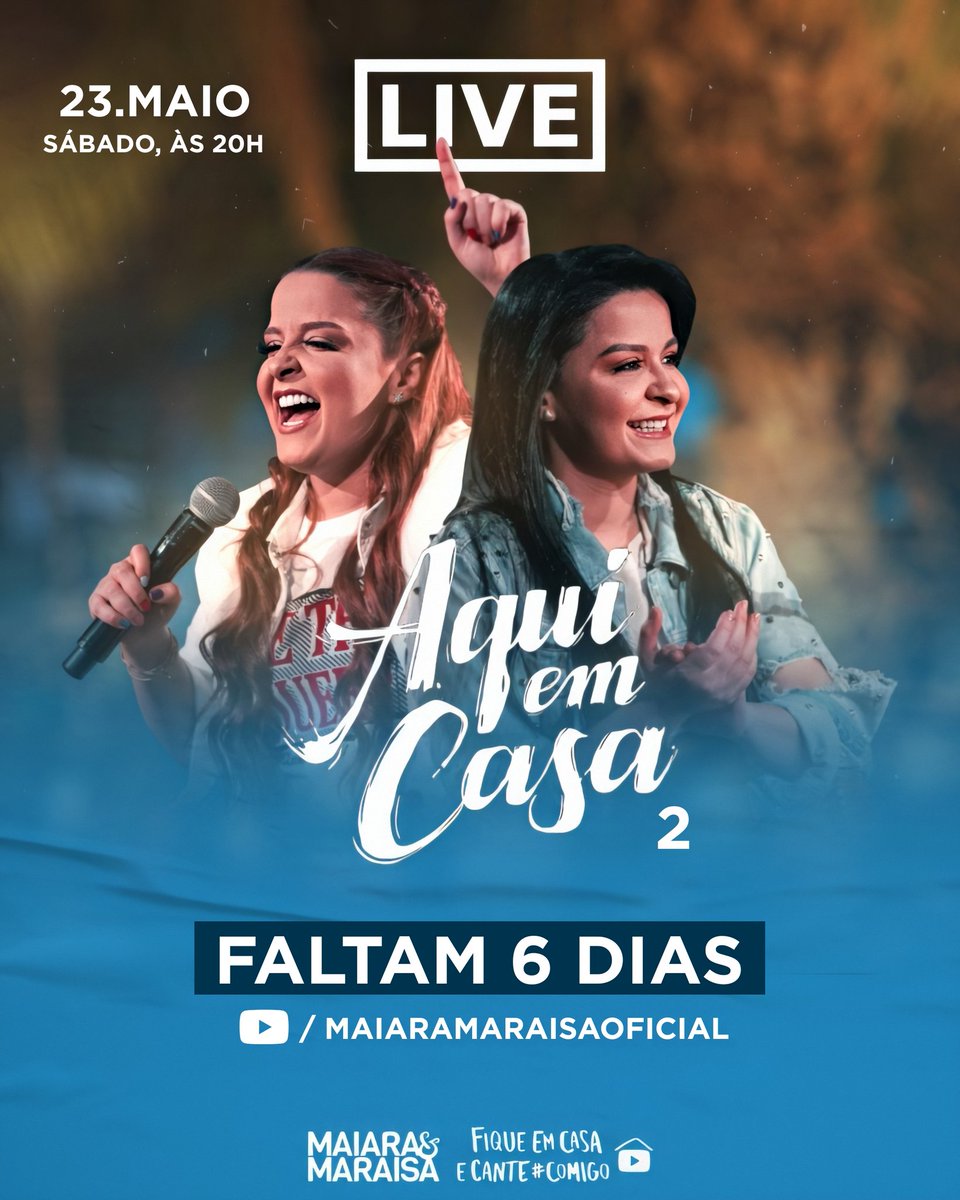 fmcoments's tweet photo. FALTAM 6 DIAS ! 🤩 23 de maio, às 20h, tem mais uma live incrível das gêmeas mais amadas do Brasil, no canal oficial do youtube (maiaramaraisaoficial), não percam !!! ❤️🎶💥
.
.
.
.
@MaiaraeMaraisa @Maraisa #maiara #maraisa #maiaraemaraisa #livemem #liveaquiemcasa #23demaio https://t.co/H2rYCPkFs6