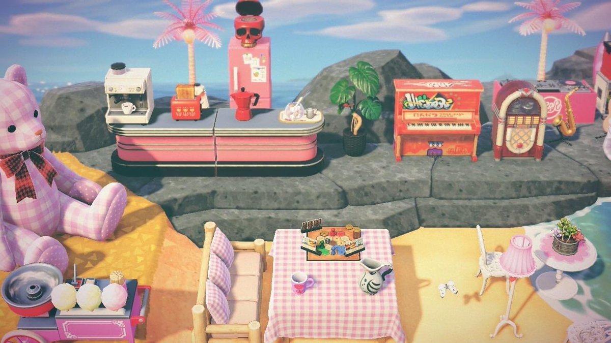 Faye05682698's tweet photo. Pink cafe by the sea 🐙 #AnimalCrossingNewHorizons #animalcrossingde https://t.co/JB5T5pAOJG